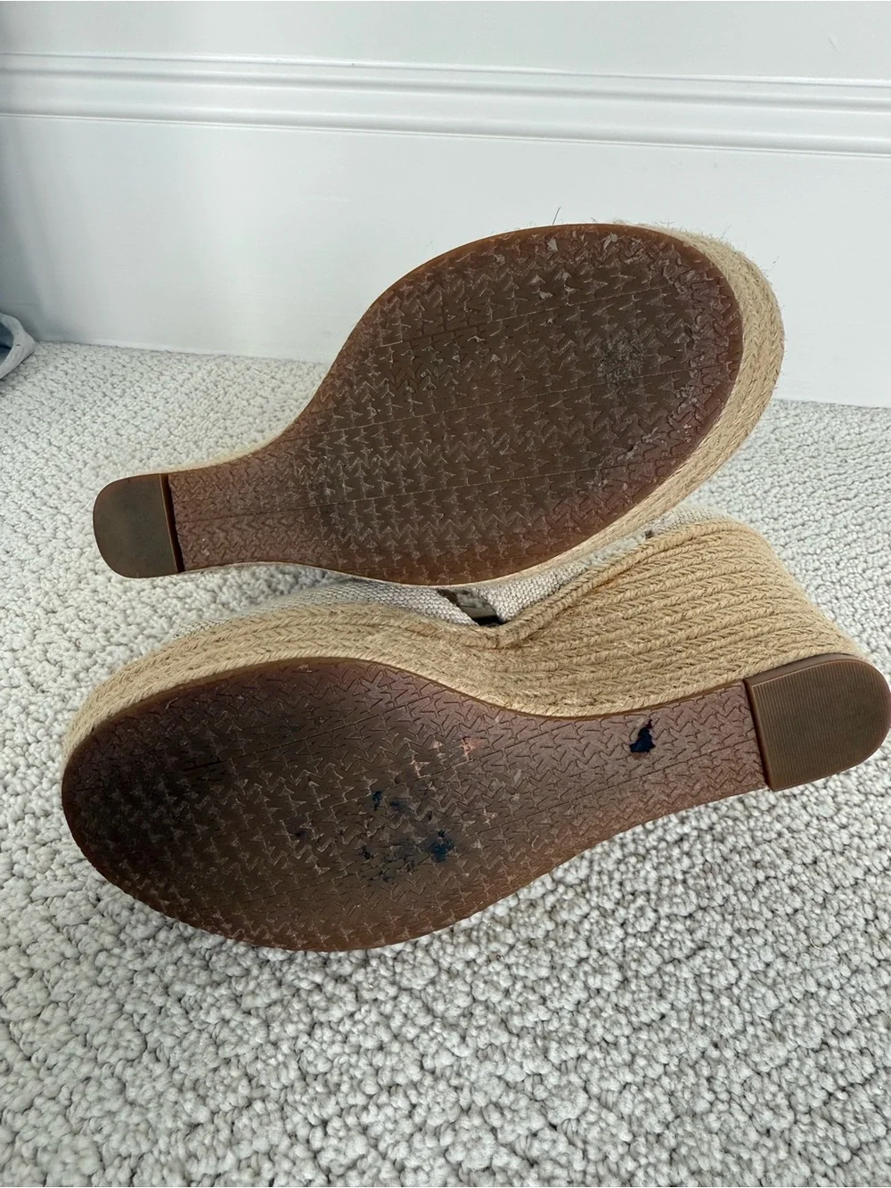 MICHAEL Michael Kors Beige Espadrille Wedge Sandals with Gold Zipper